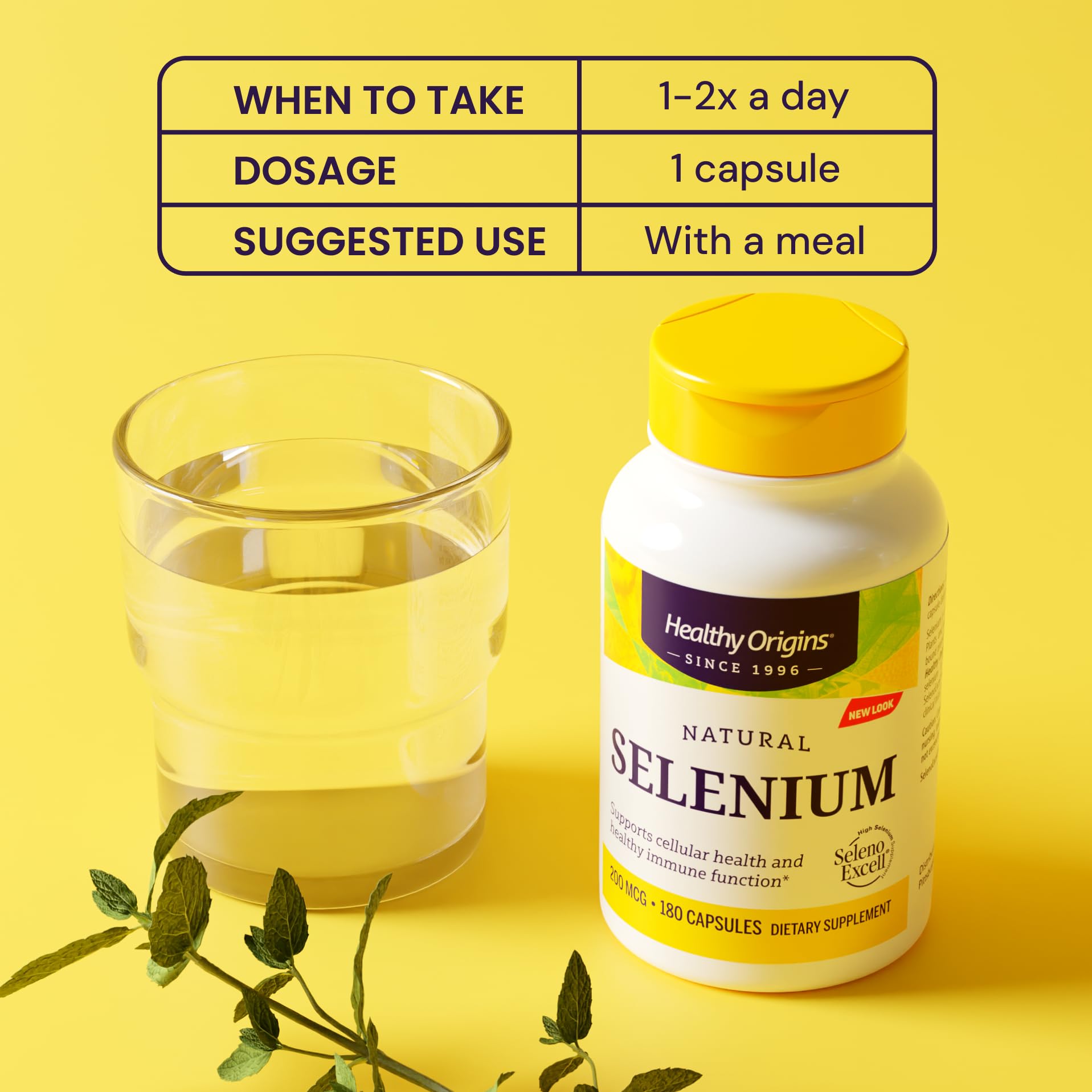 Healthy Origins Selenium product shot suggests thyroid and immune support themes for daily routines