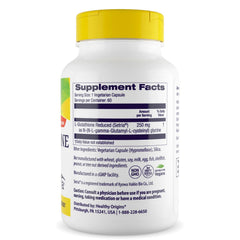 Healthy Origins Setria label highlights pharmaceutical-grade purity for L-Glutathione.