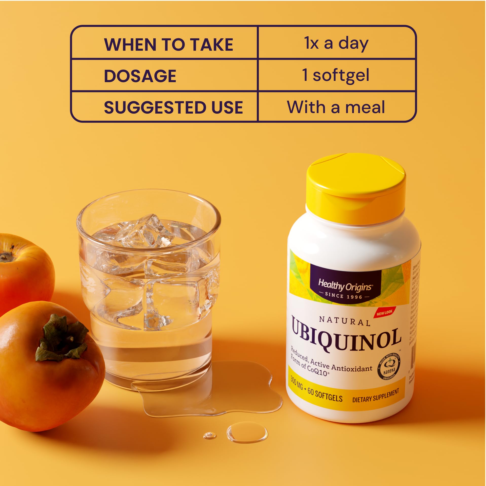 Stack of Healthy Origins ubiquinol softgel capsules ready for daily routine