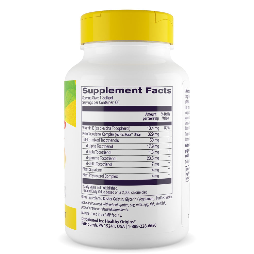 Closeup of Tocomin SupraBio softgels for tocotrienol-rich supplement