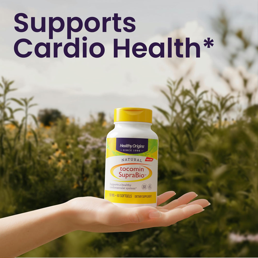 Healthy Origins Tocomin SupraBio 50 mg packaging front with premium feel