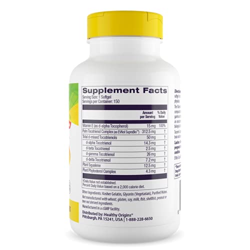 Healthy Origins Tocomin SupraBio 50 mg softgels close-up, glossy capsules