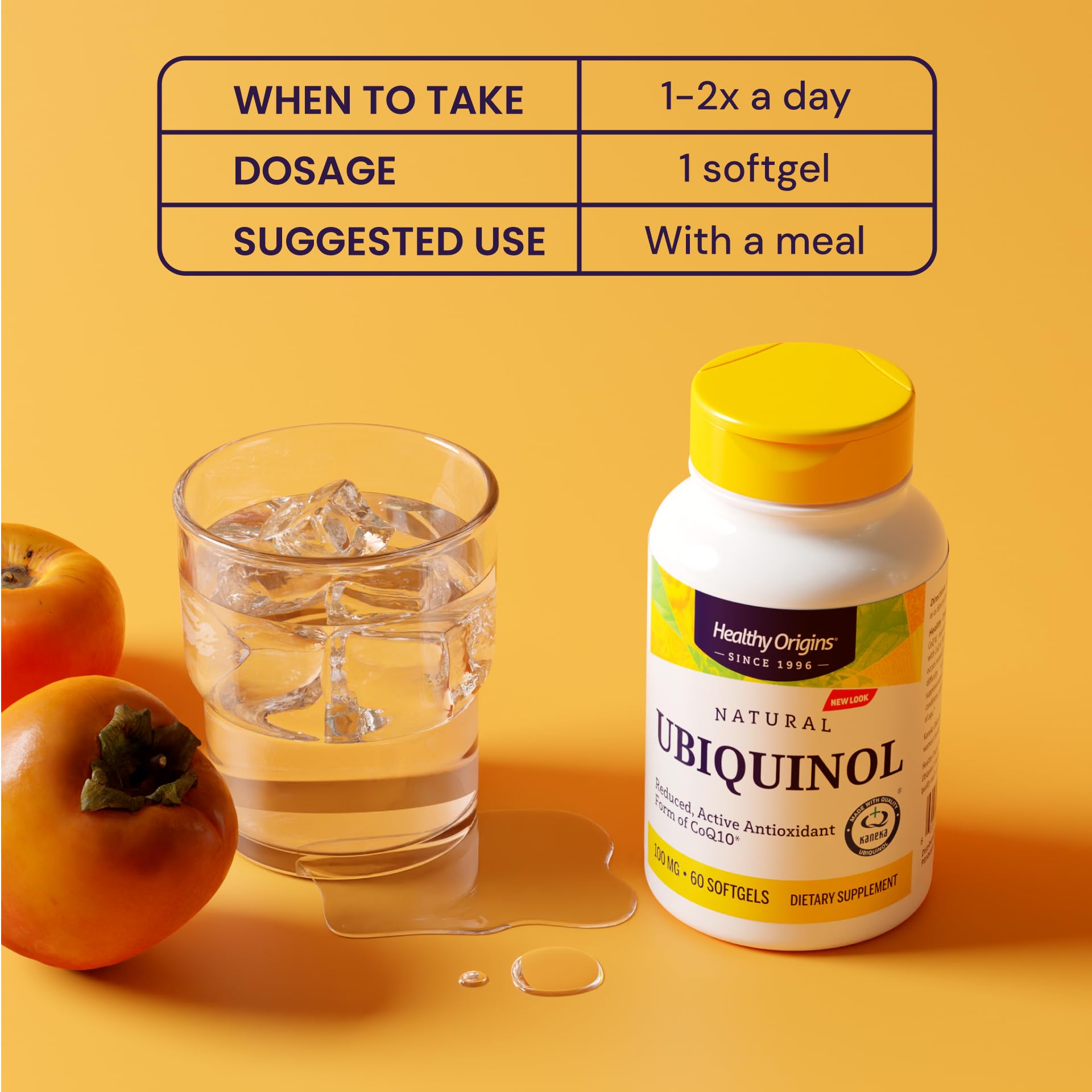 Healthy Origins Ubiquinol 100mg packaging front shows non-GMO and gluten-free claims for clarity.