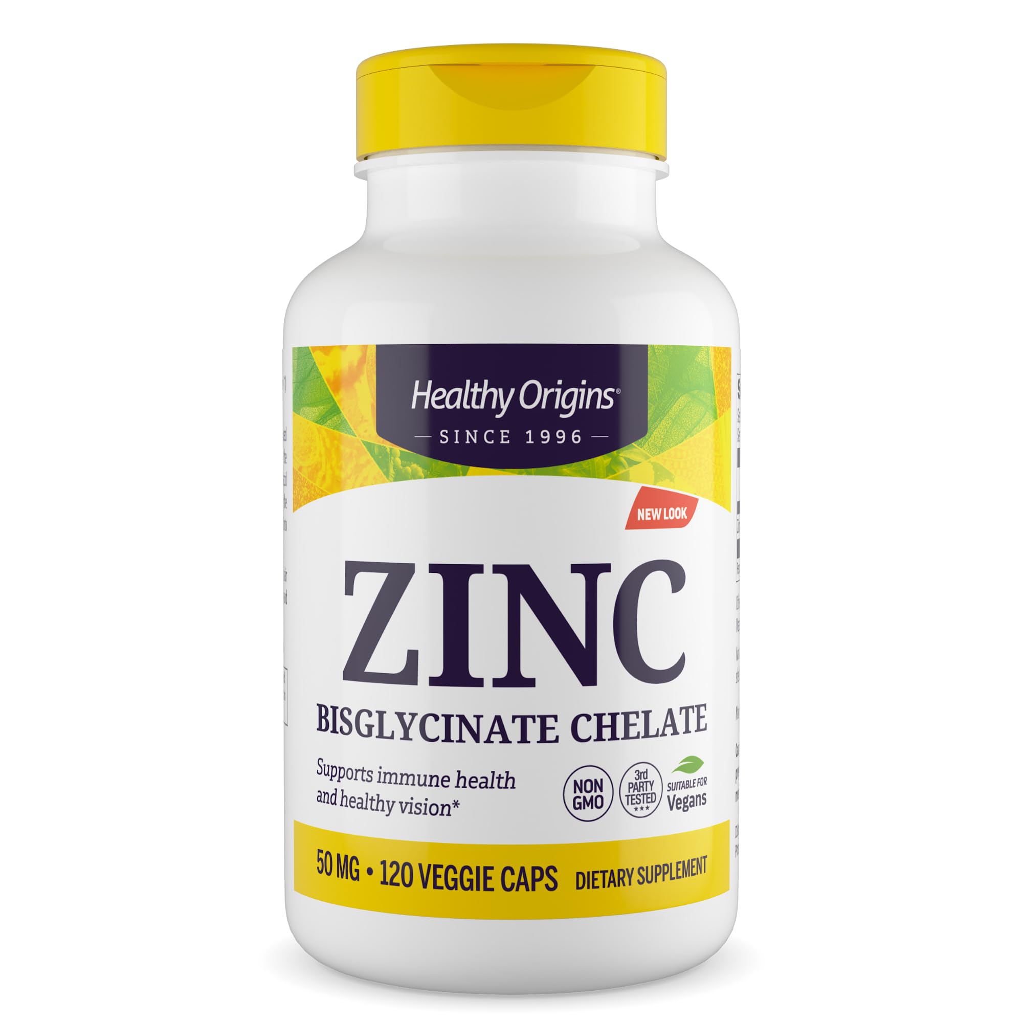 Healthy Origins Zinc Bisglycinate bottle for daily immune support.