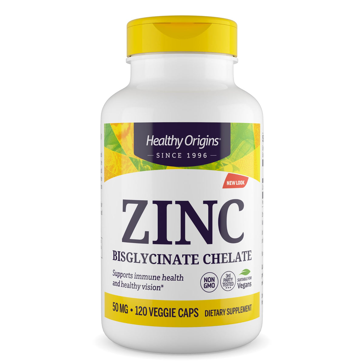 Healthy Origins Zinc Bisglycinate bottle for daily immune support.