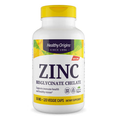 Healthy Origins Zinc Bisglycinate bottle for daily immune support.