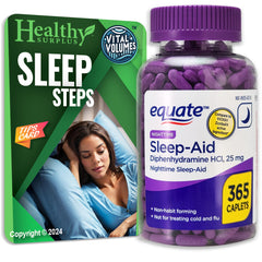 Healthy Surplus Equate Sleep-Aid caplets bottle for restful nights at home or travel
