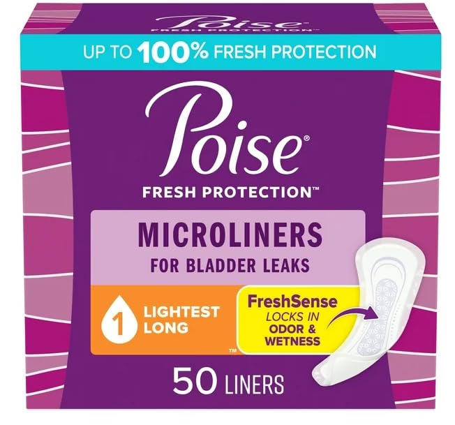 Healthy Surplus Poise Microliners packaging close-up for discreet protection