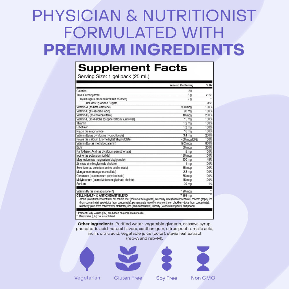 On-the-go gel packs provide convenient daily micronutrient support
