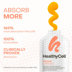 HealthyCell Focus & Recall single gel pack convenient for on-the-go clarity