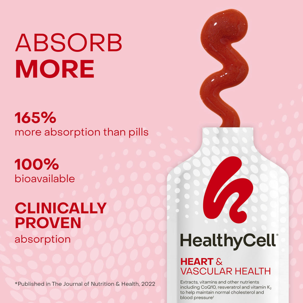 HealthyCell MicroGel with strawberry flavor for easy cardiovascular care.