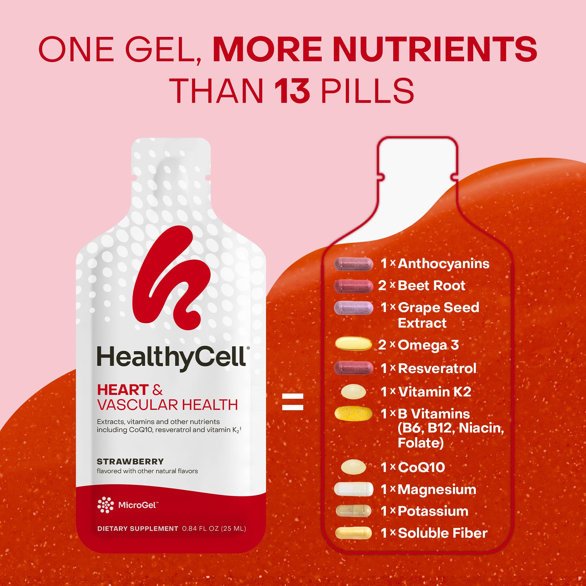 HealthyCell strawberry-flavored gel pack ready to enjoy