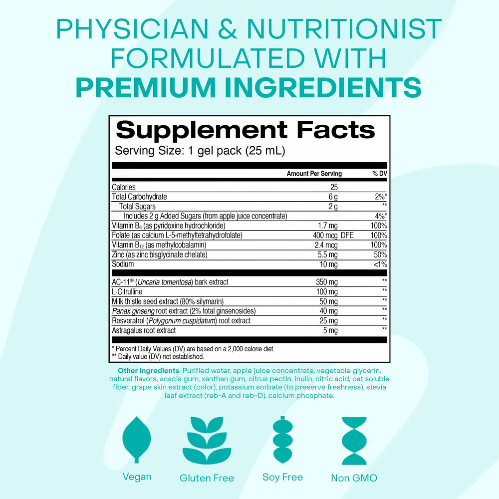 HealthyCell label emphasizes vegan, gluten-free, non-GMO ingredients.