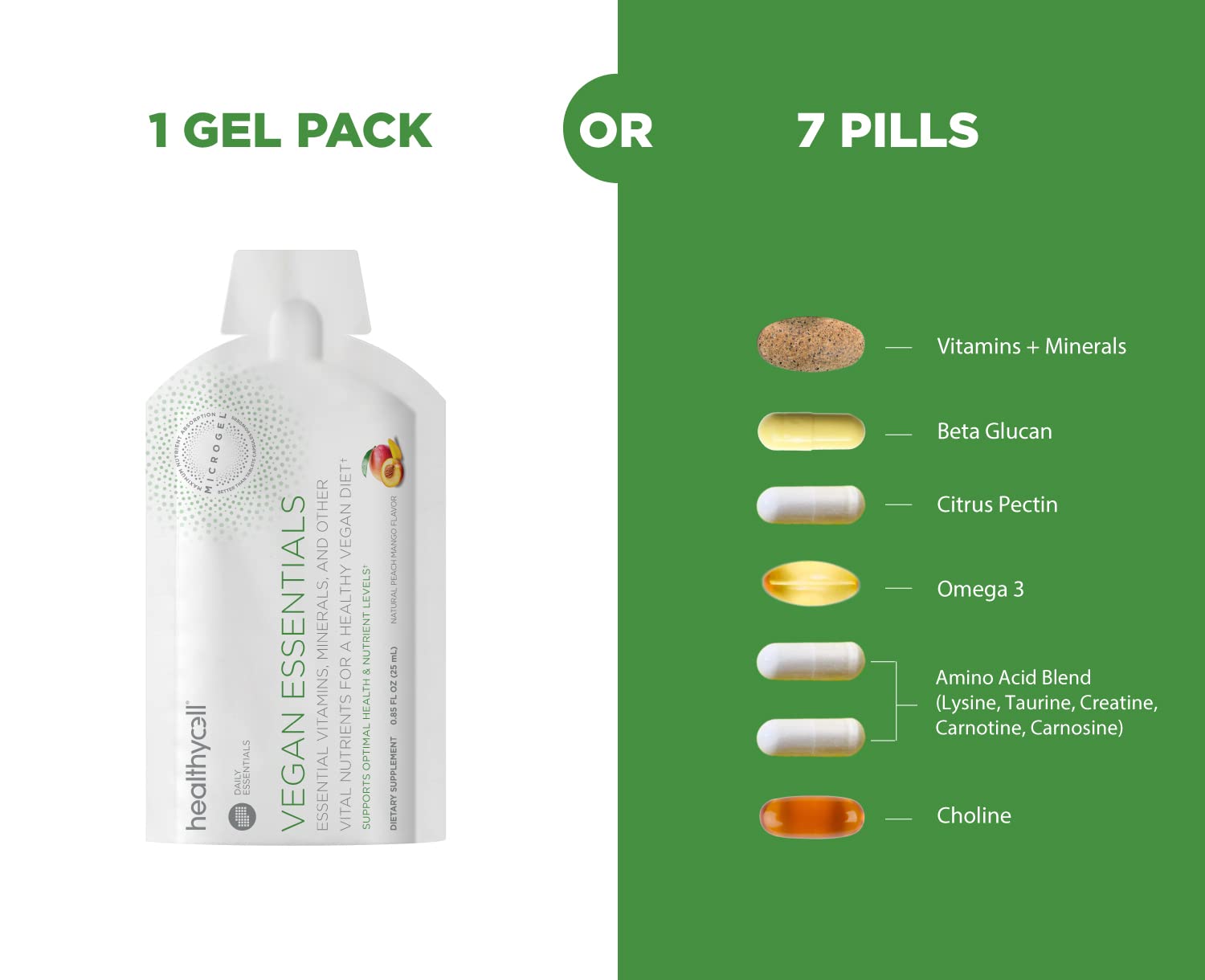 HealthyCell vegan daily multivitamin liquid flavor peach mango invites daily enjoyment