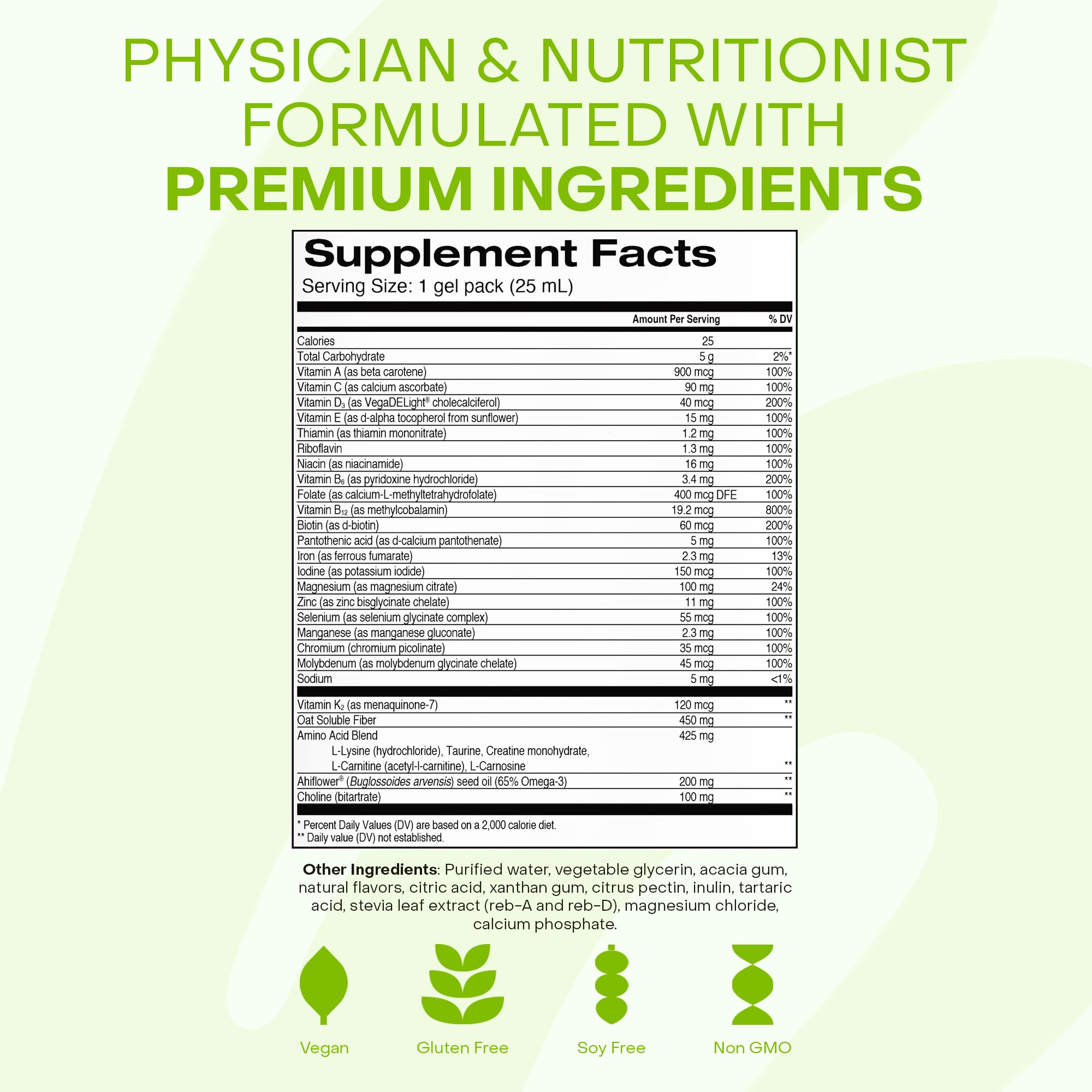 HealthyCell vegan daily multivitamin liquid with iron and omega-3 supports brain and heart