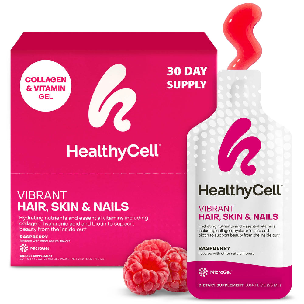 HealthyCell Vibrant Hair Skin Nails gel pack for daily beauty support.
