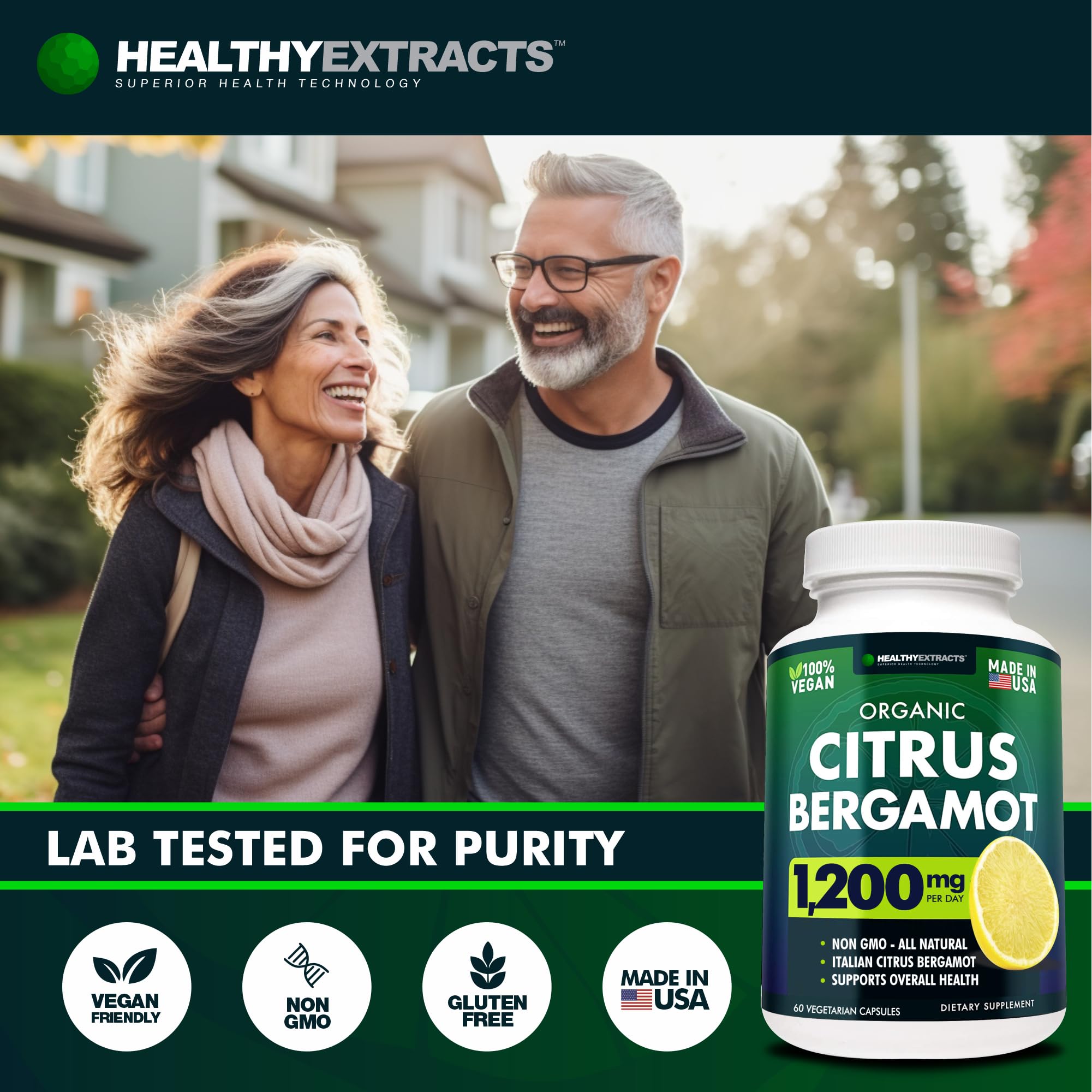 Healthy Extracts Citrus Bergamot USA facility seal suggests high-quality production