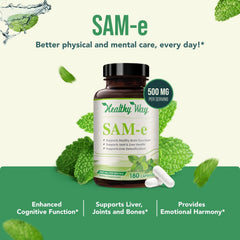 HealthyWayRx SAM-e packaging box highlighting made in the USA