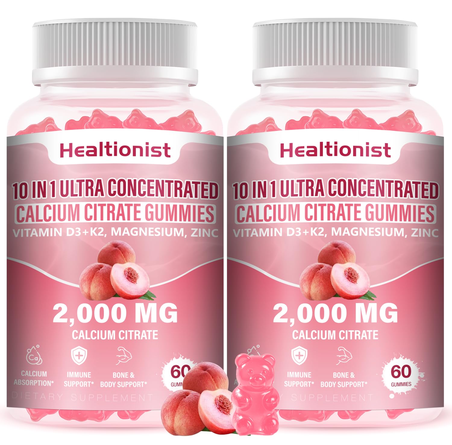 Healtionist 2-Pack calcium citrate bottle for convenient daily bone support