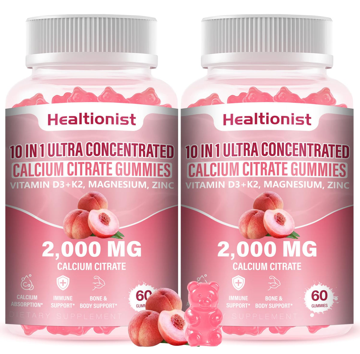 Healtionist 2-Pack calcium citrate bottle for convenient daily bone support