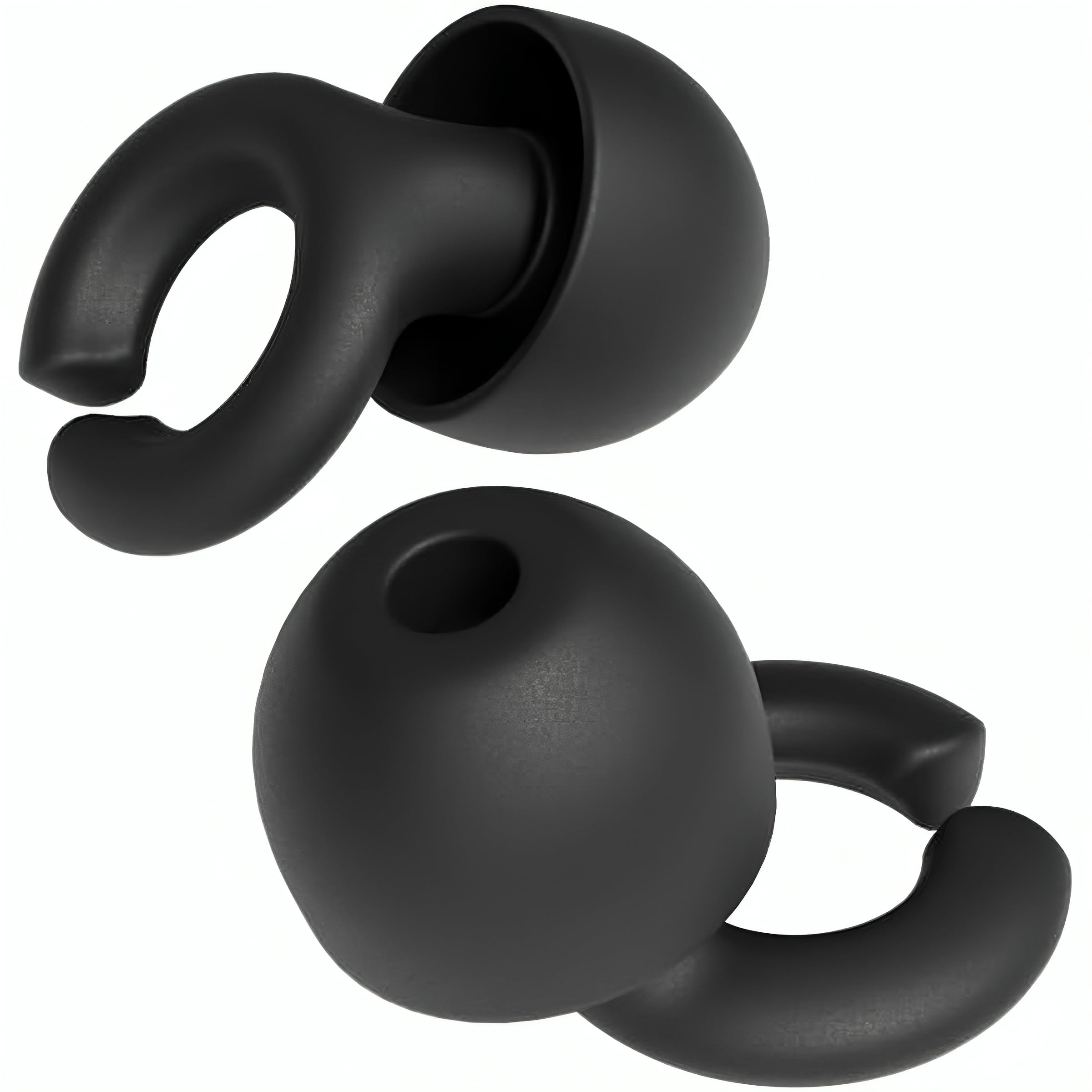 HEAR HUSH HOOPS ear plug in black for soft comfort and noise reduction during sleep.