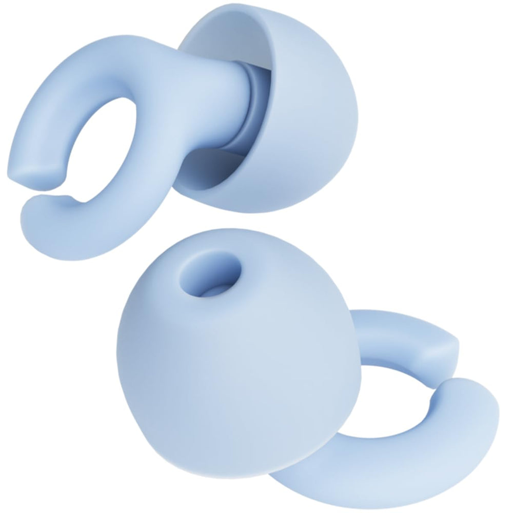 HEAR HUSH HOOPS blue ear plugs with case for travel and quiet rest.