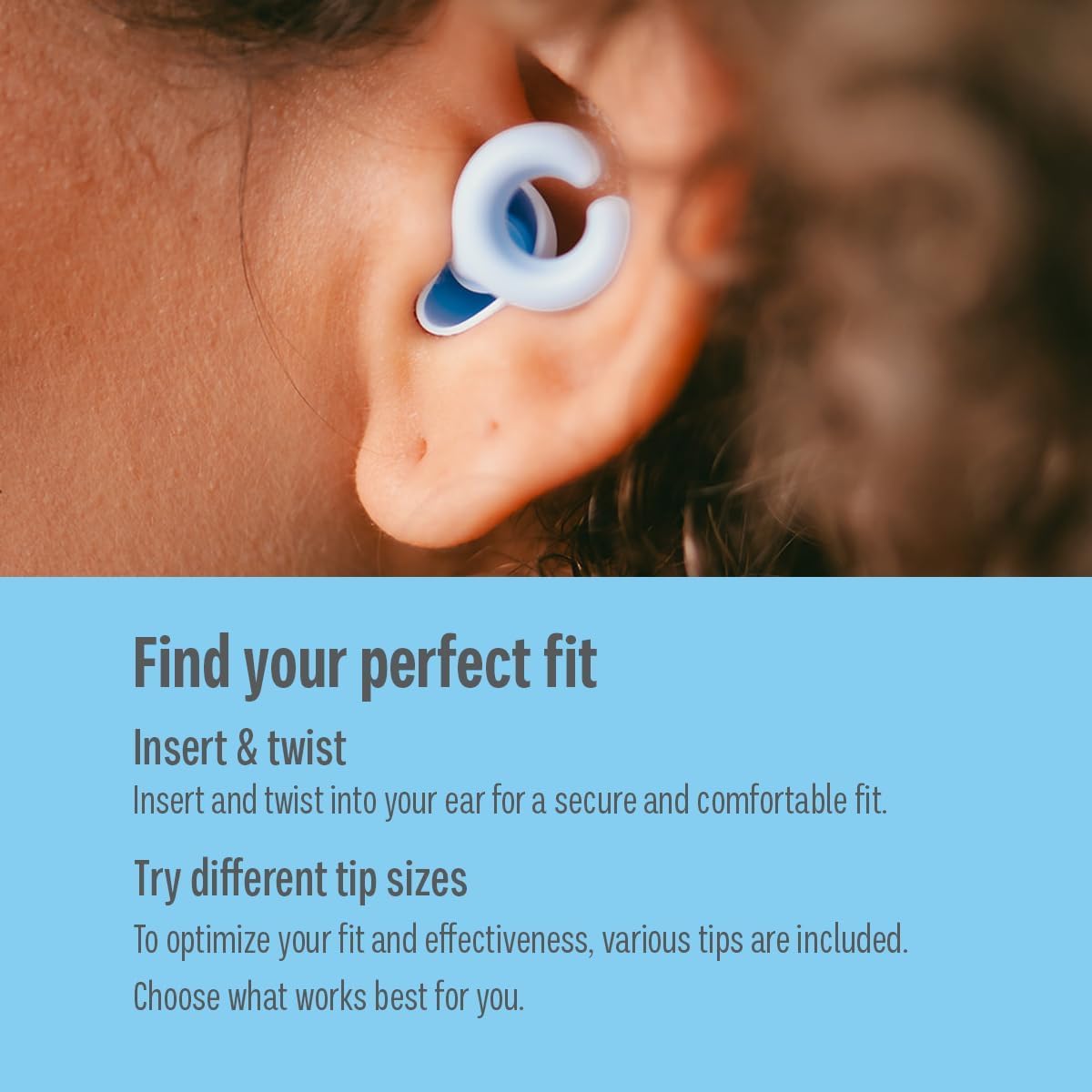 HEAR HUSH HOOPS modern blue design blends with any setting.