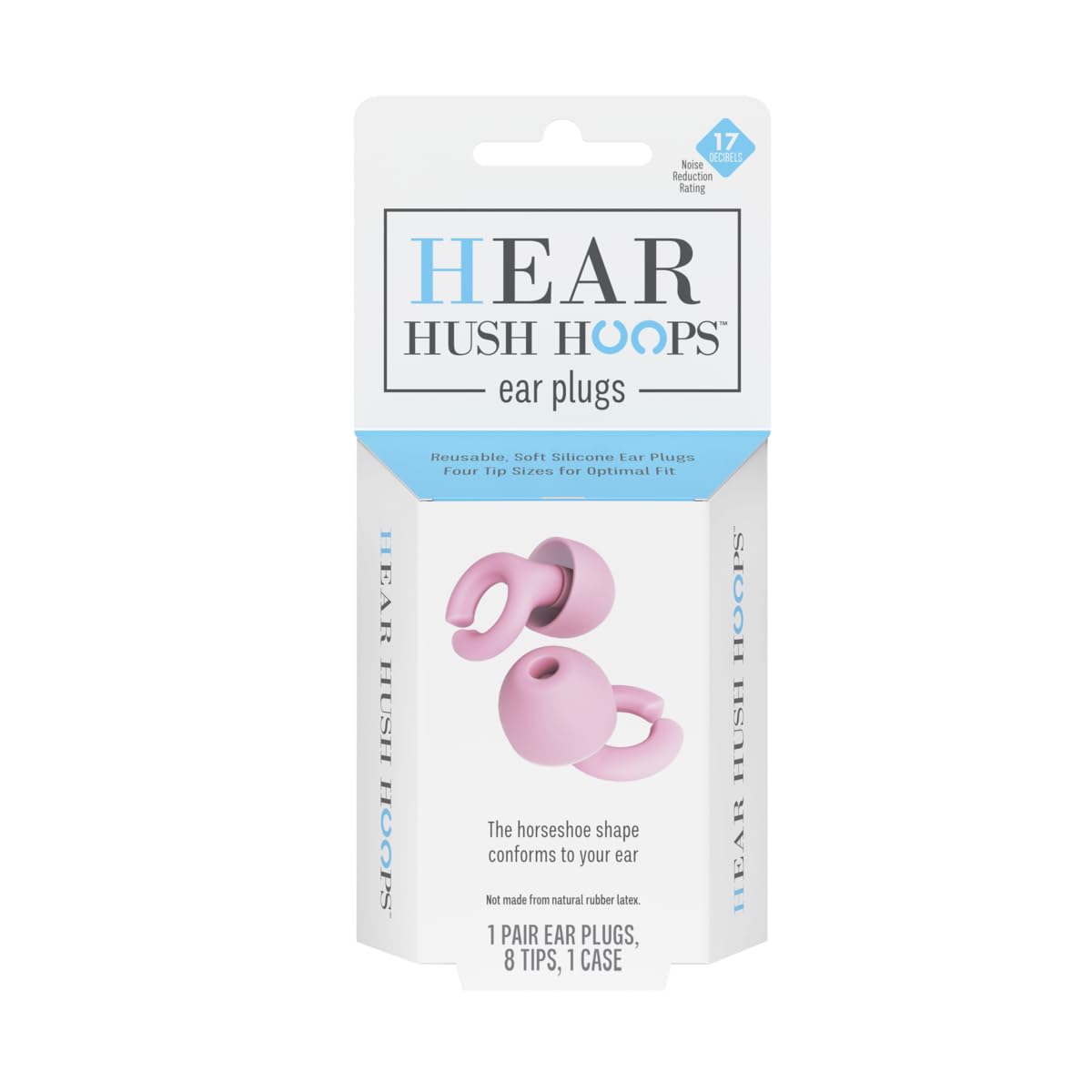 HEAR HUSH HOOPS snug-fit pink ear plugs for long wear comfort