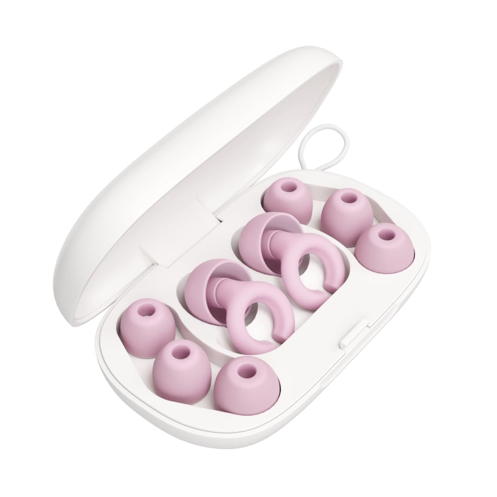 HEAR HUSH HOOPS travel case with pink ear plugs for hygiene on the go