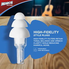 Hearos ear plugs in discreet transport case demonstrate unobtrusive wear and on-the-go protection.