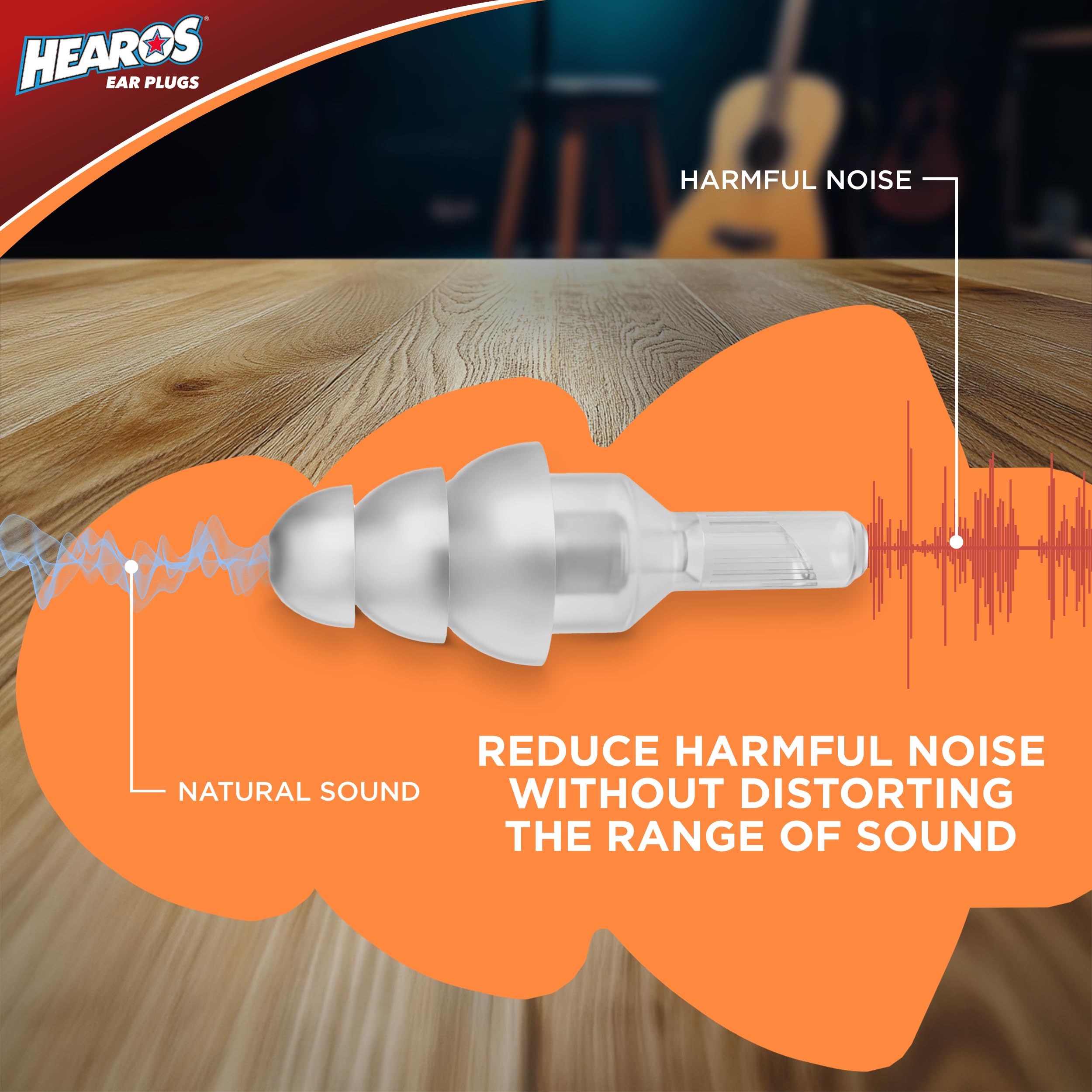 Hearos High Fidelity ear plugs protect hearing during lawn mowing and outdoor tasks.