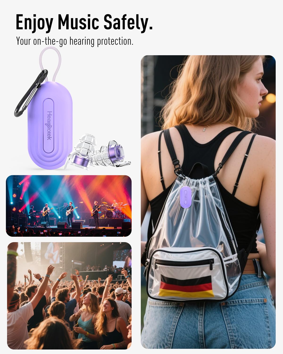 Hearprotek ear plugs close-up highlighting silicone comfort