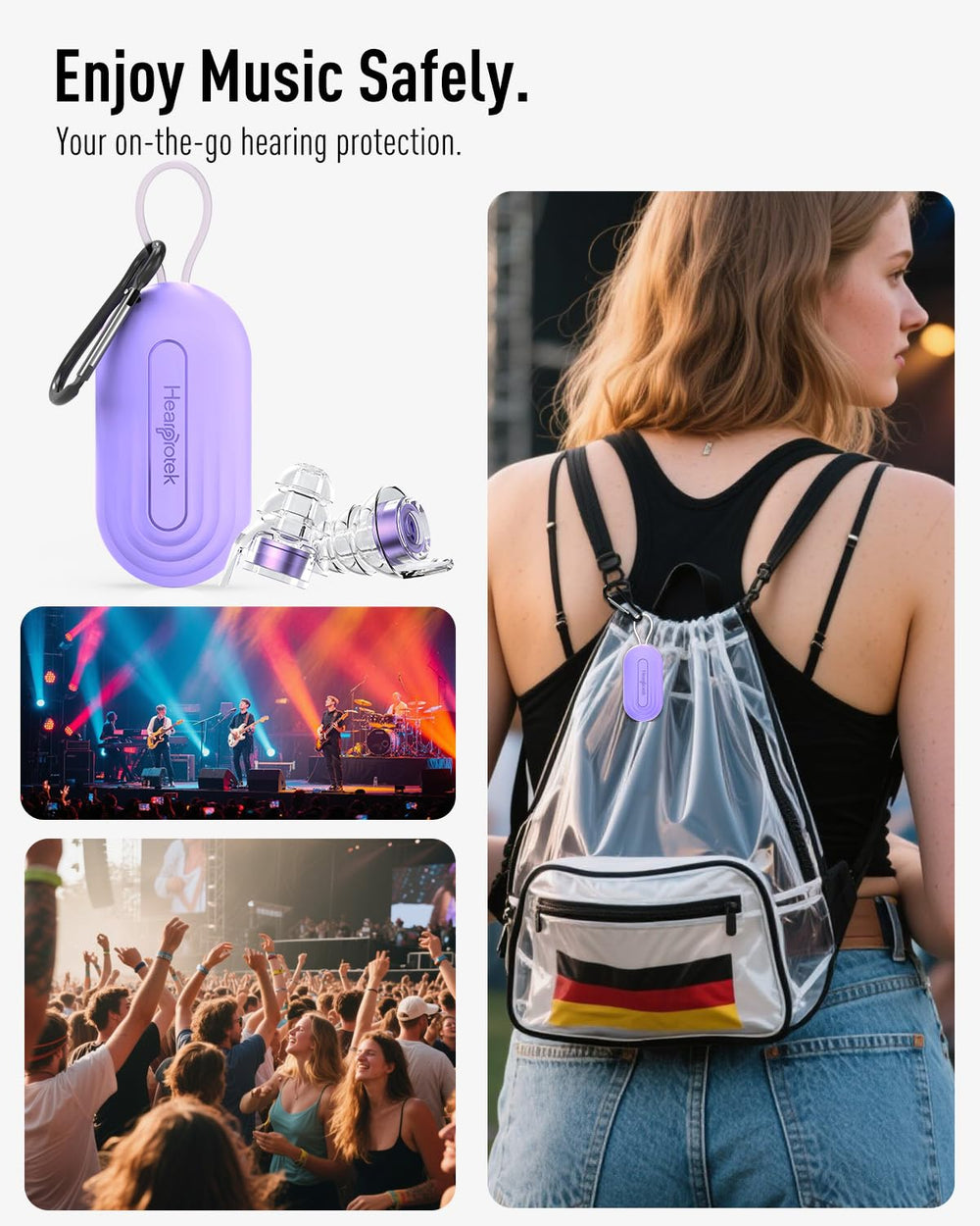 Hearprotek ear plugs close-up highlighting silicone comfort
