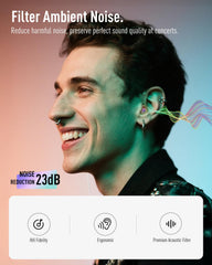 Hearprotek ergonomic curved-body plugs fit the ear canal for a snug, long-wear experience.