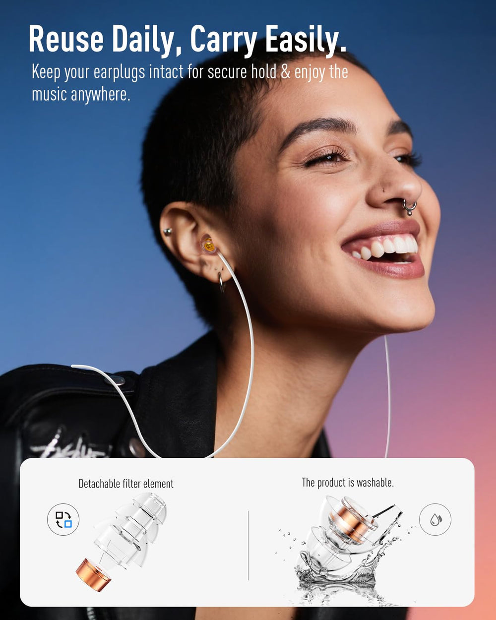 Hearprotek gold-filtered plugs demonstrate stylish look