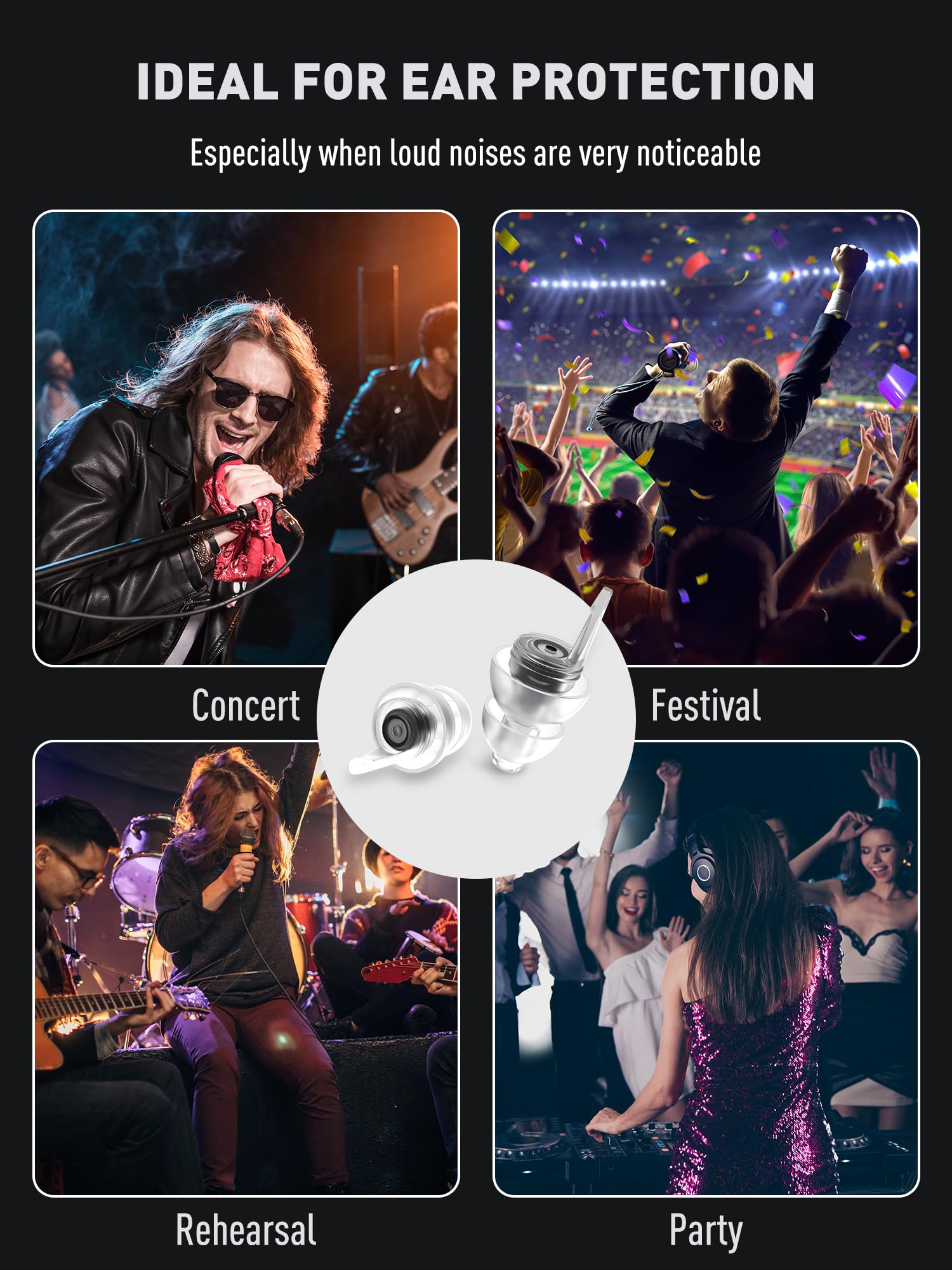 Hearprotek discreet clear earplugs ideal for clubs and stages