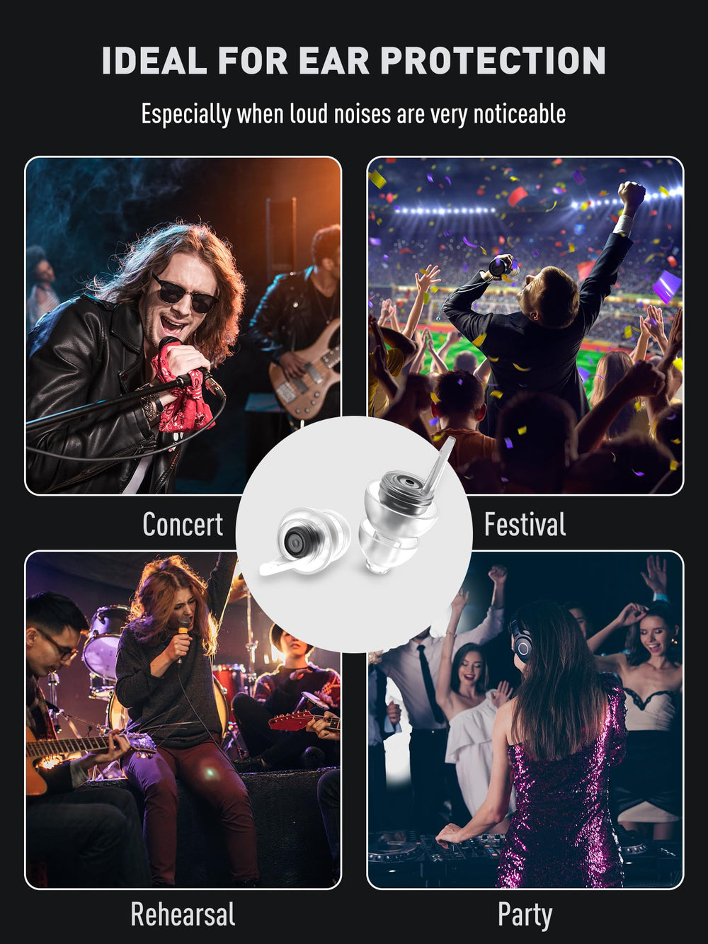 Hearprotek discreet clear earplugs ideal for clubs and stages