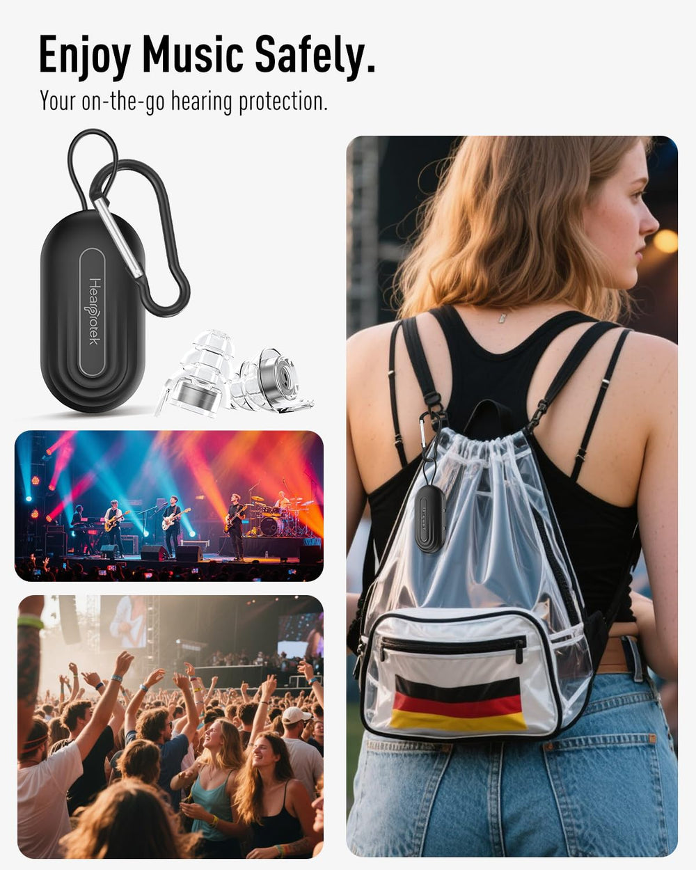 Hearprotek detachable cord and compact case for easy storage and transport.
