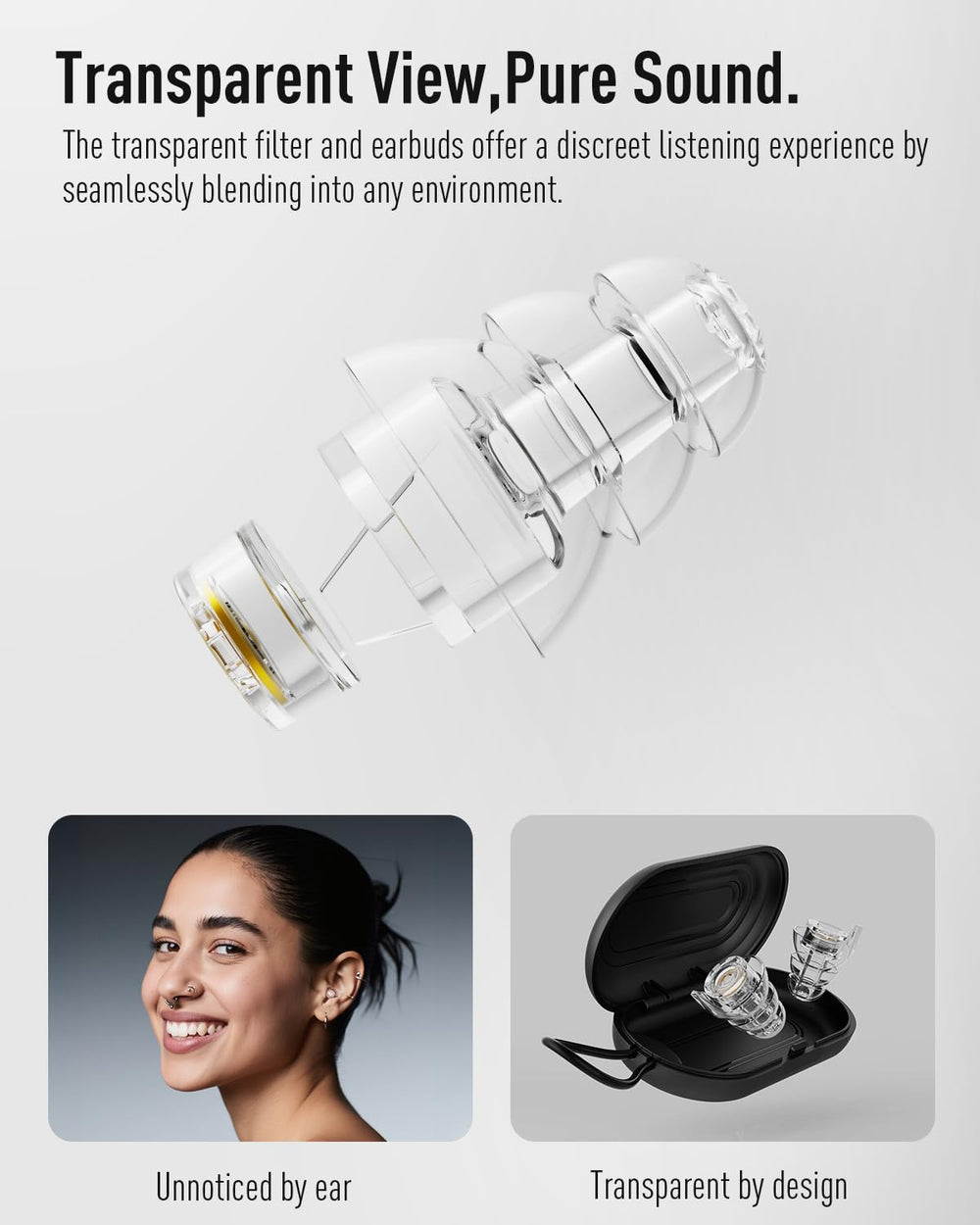 Hearprotek ergonomic design ear plugs for comfortable wear during long sets