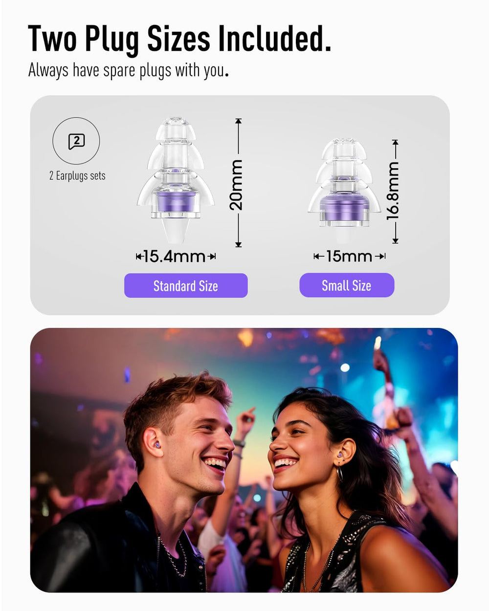 Hearprotek ear plugs worn on stage for discreet use