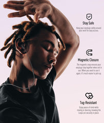 Hearprotek anti-slip neck design maintains lanyard placement during movement.