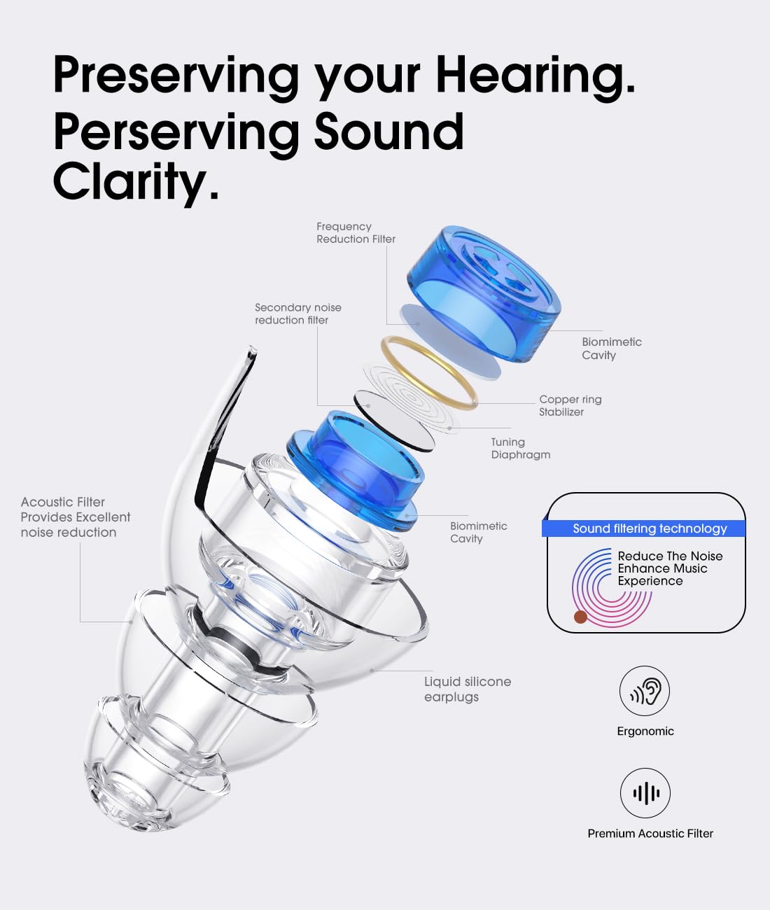 Hearprotek high-fidelity ear plugs preserve clarity while reducing volume during gigs.