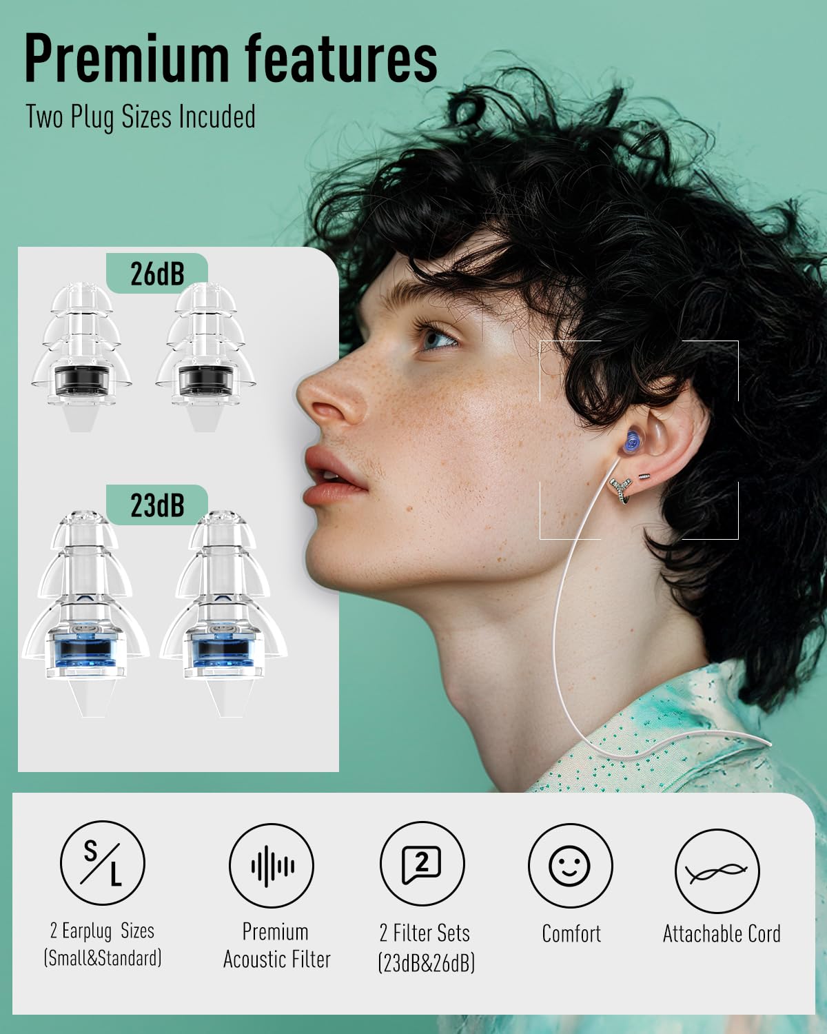 Low-profile, discreet plugs with a detachable cord for easy transport.