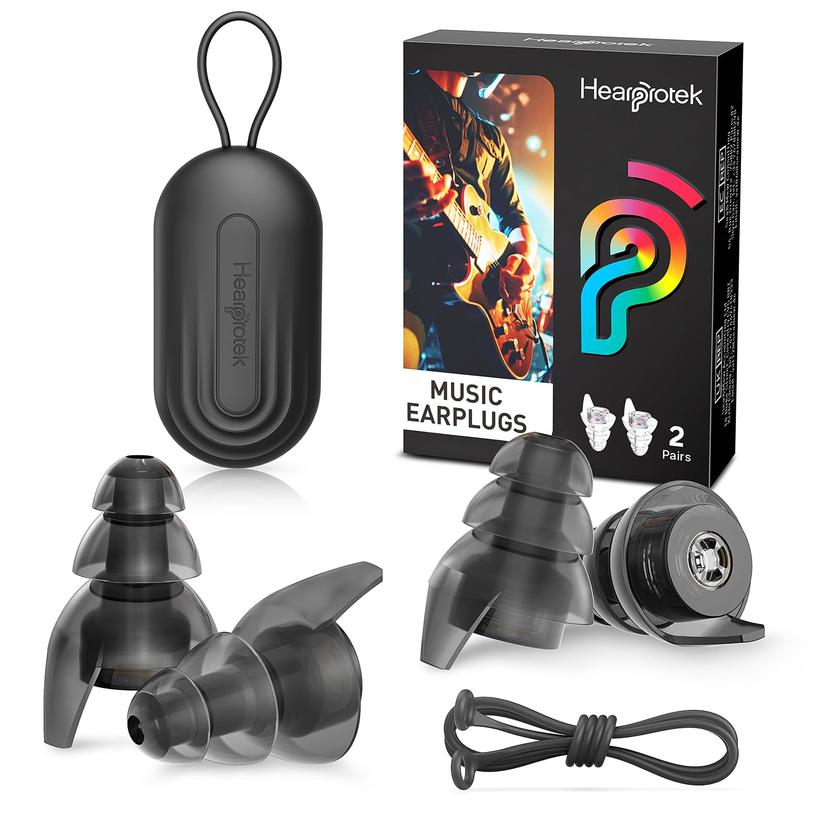Hearprotek silicone concert ear plugs pack with two sizes for adjustable comfort.