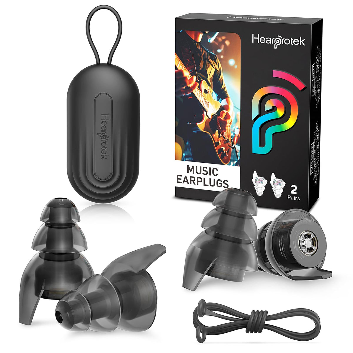 Hearprotek silicone concert ear plugs pack with two sizes for adjustable comfort.