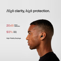 Hears patented 20dB filter keeps sound clear while reducing loudness.