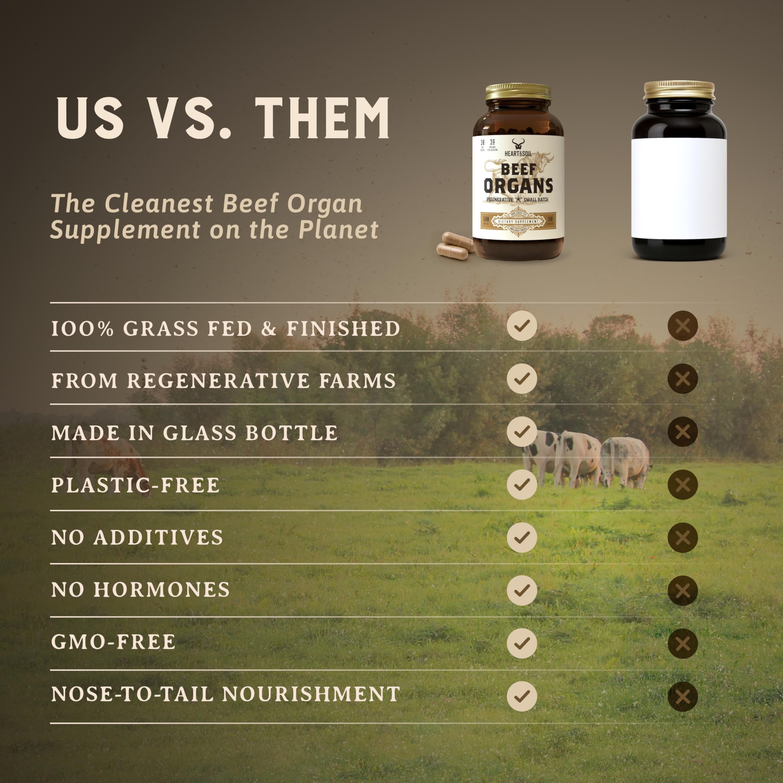 HEART & SOIL enzymes label focuses on DAO, lipase and trypsin for gut-friendly potential.