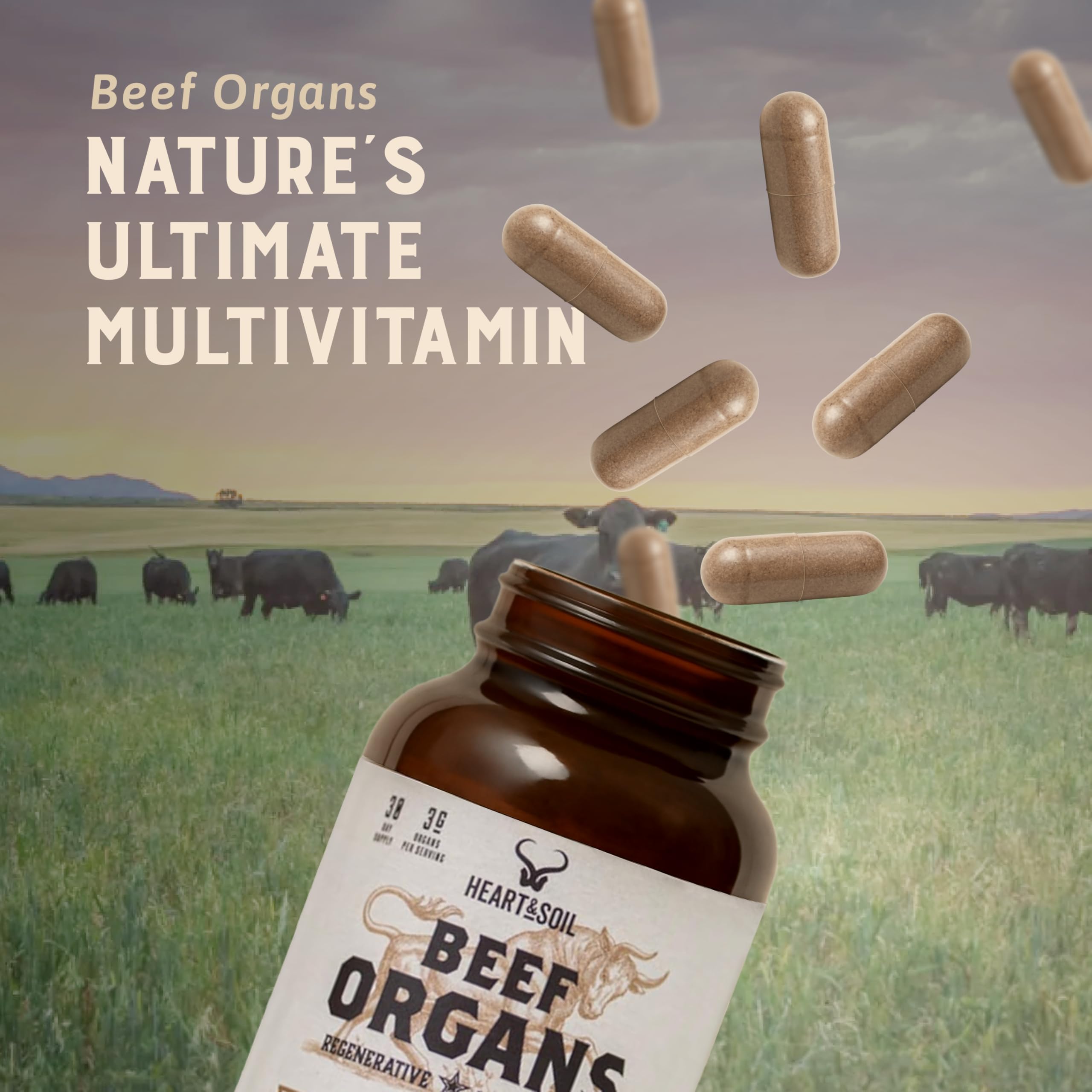 HEART & SOIL glass bottle emphasizes sustainable packaging for eco-conscious shoppers.