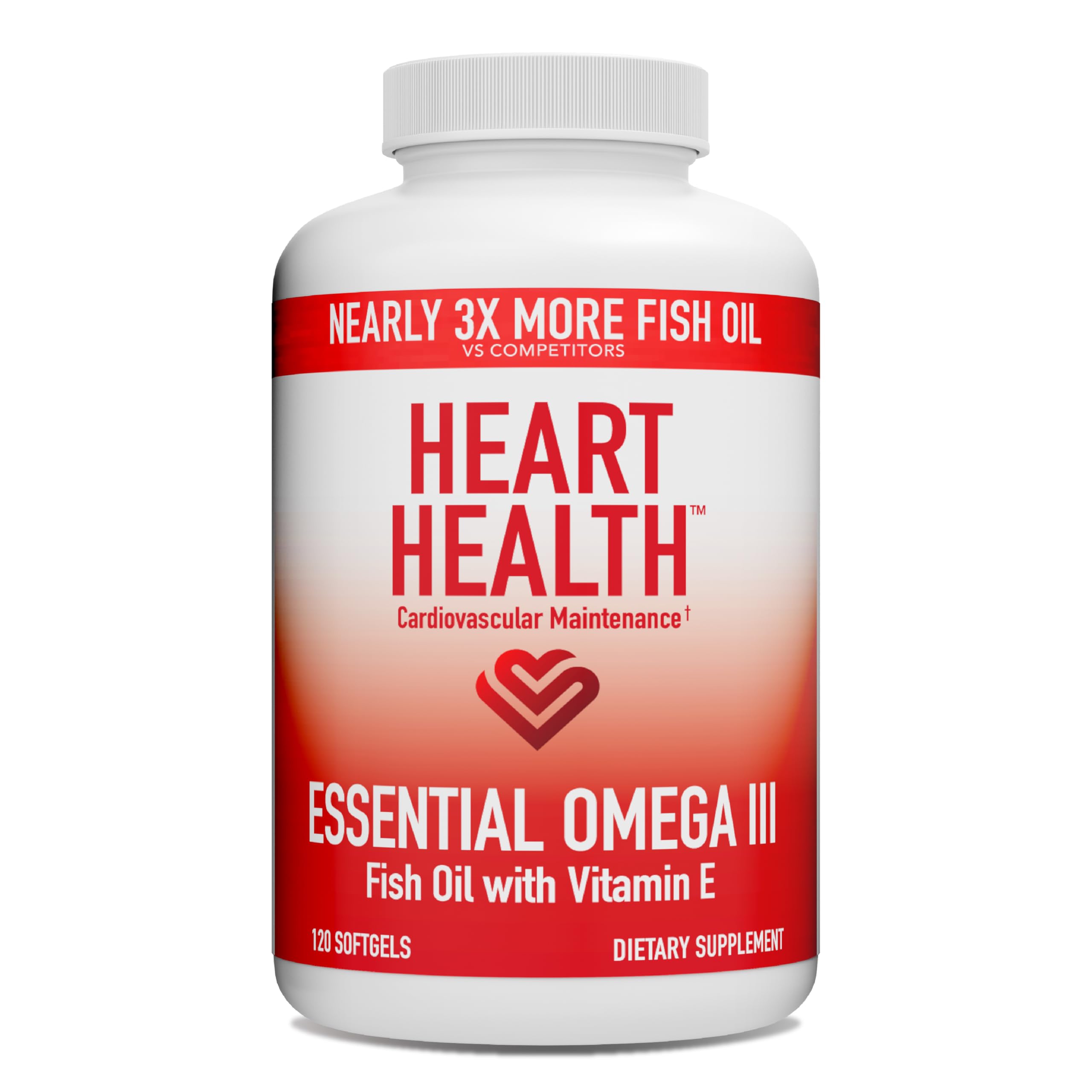 Heart Health Cardiovascular Maintenance bottle front showing lemon flavor for easy daily omega-3 intake.