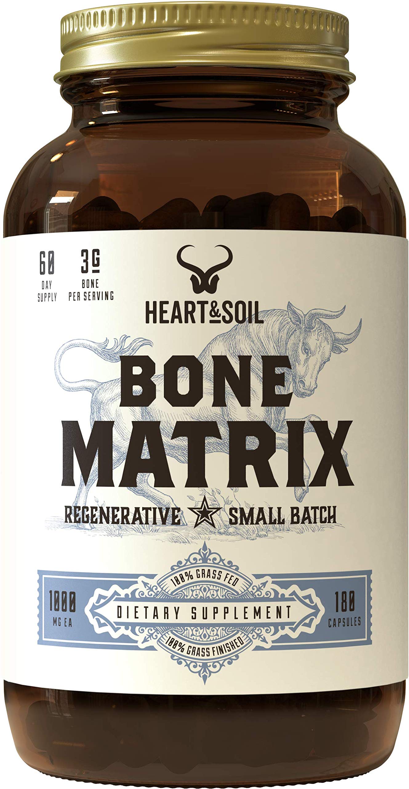 Heart & Soil Bone Matrix bottle shown with potential joint support benefits.
